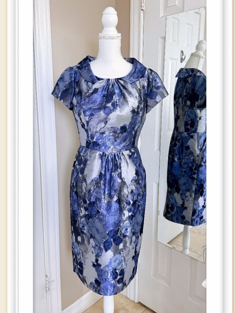 Floral brocade/jacquard sheath midi dress Size 6